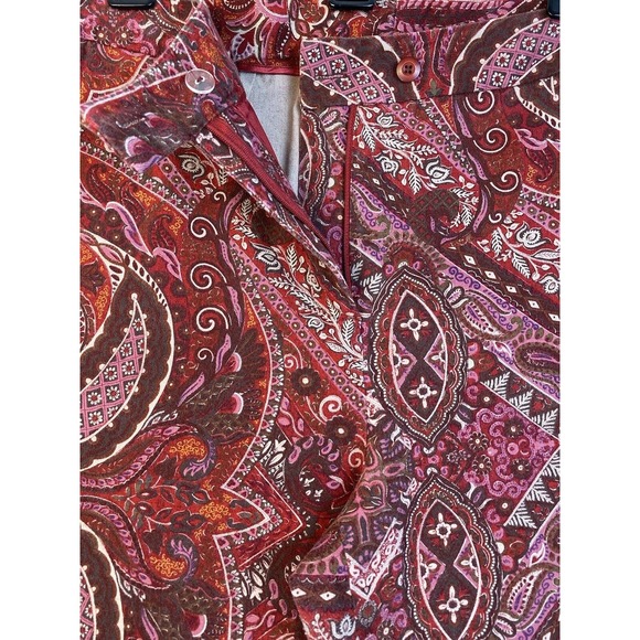 August Silk Logic Women Pants Size 14 Boot cut Red Paisley Print Stretch Boho - Picture 4 of 12